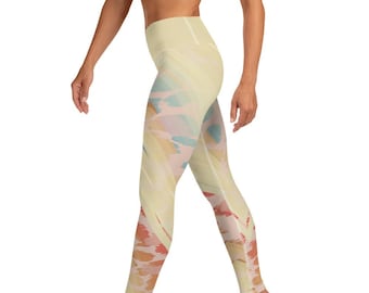Abstract High-Waisted Yoga Leggings: Women's Activewear with Pocket