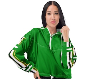 Women's Water-Resistant Cropped Windbreaker: Lightweight Pullover Jacket