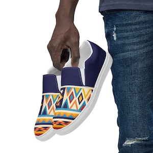 Custom Design | African Print | Men’s Slip-on Canvas Shoes