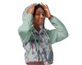 Jaqueta corta-vento feminina com estampa floral: jaqueta leve e resistente à água