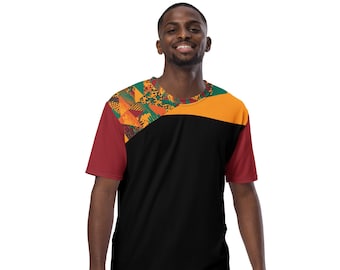 Men's African Print T-Shirt: Polyester Jersey Knit