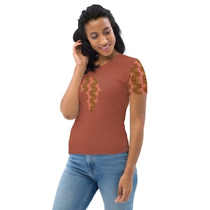Frauen-T-Shirt - Afrikanisches Karten-Druck-T-Shirt - Fettes afrikanisches Muster - Lebendige Farben - Afrika-Kontinentkarte - Frauen-Ankara-Hemd