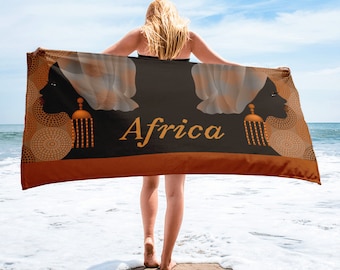 African Print Beach Towel: Soft Cotton-Poly Blend, Water Absorbent
