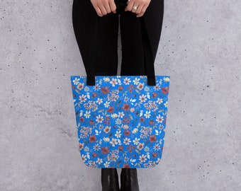 Sac fourre-tout, transportez tout avec style avec notre sac fourre-tout à fleurs bleues - Durable, spacieux et à la mode