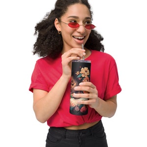 Black Girl Magic Stainless Steel Tumbler: Afrocentric Floral Art