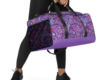 Patterned Polyester Duffle Bag: Adjustable Padded Travel Carry-on
