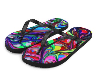 Flip-Flops "Stylish Multicolor Flip-Flops - Custom Toe Post Design, Perfect for Beach and Pool Parties!"