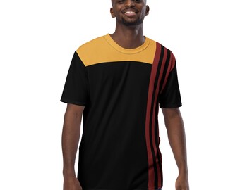 Striped Men's T-Shirt: Polyester Jersey Knit, Four-Way Stretch