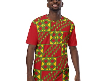 African Print Men's T-Shirt: Polyester Jersey Knit