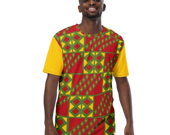 African Print Men's T-Shirt: Polyester Jersey Knit