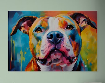 Toile d'art Staffordshire Bull Terrier, toile de chien, toile d'art abstrait Staffy