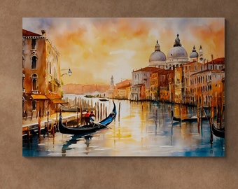 Venice Gondolier Canvas Art Print, Romantic Wall Decor, Lovers Painting, Couple Artwork, Canvas Prints