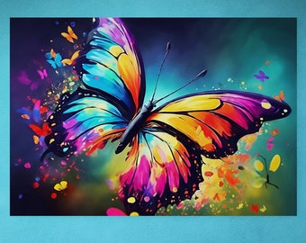 Colourful Butterfly Wall Art Canvas - Teenager's Room Decor in Vibrant Hues - FREE Shipping