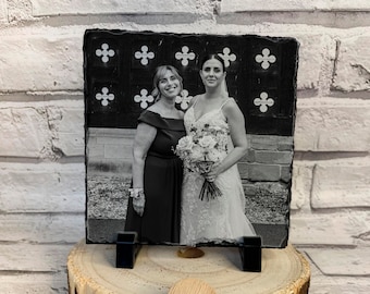 Handcrafted Square Personalised Photo Rock Slate - Custom Gift Idea