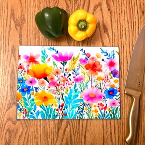 Meadow Flowers Glass Worktop Saver. Unique Kitchen Gifts