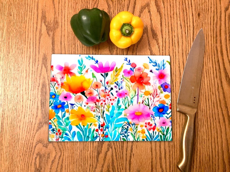 Meadow Flowers Glass Worktop Saver. Unique Kitchen Gifts