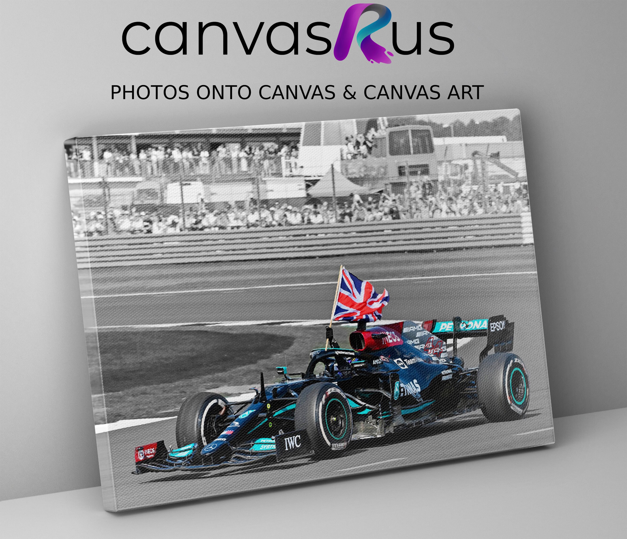 Lewis Hamilton British Grand Prix F1 2021 Canvas Print - Framed, 30x20 Inches, Giclée