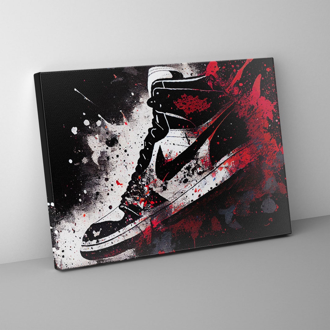Graffiti Style Nike Air Jordan Canvas Art Modern Graffiti Colour Splash