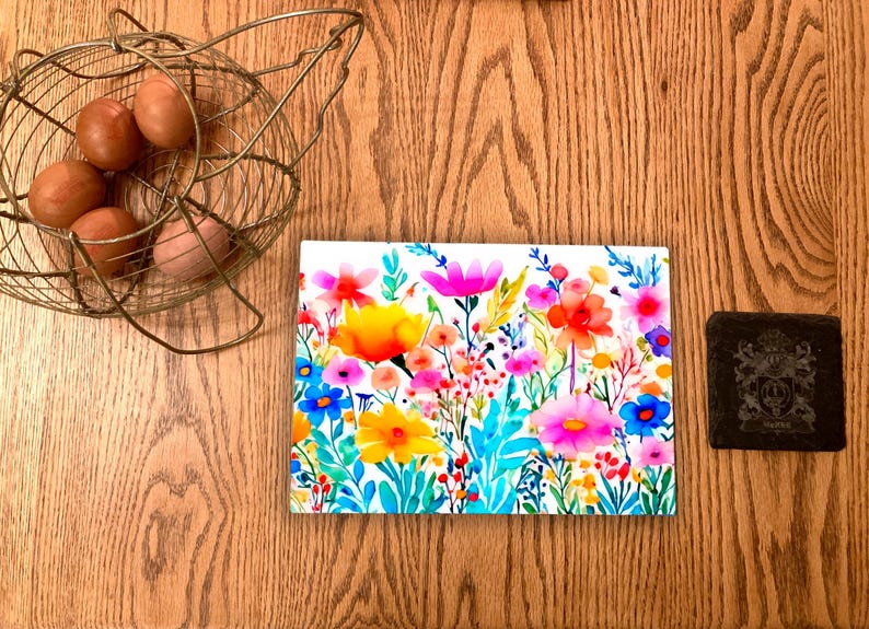 Wildflower Kitchen Glass Chopping Board.