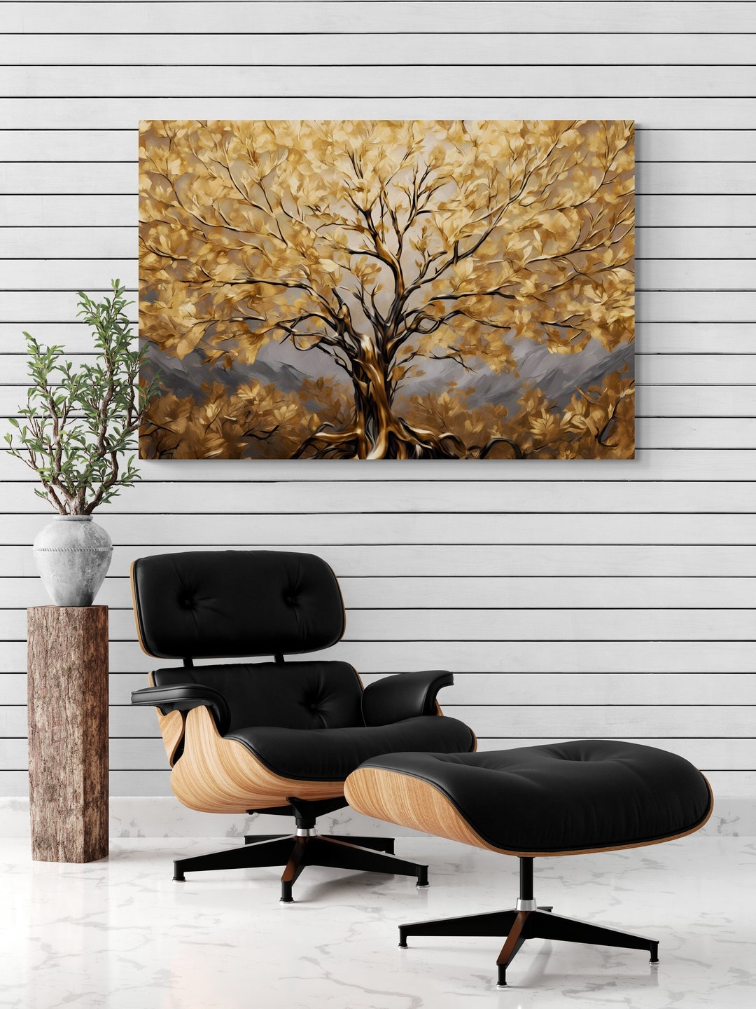 Elegant Tree Canvas Wall Art From Canvasrus | Hand Painted Gold Tree ...