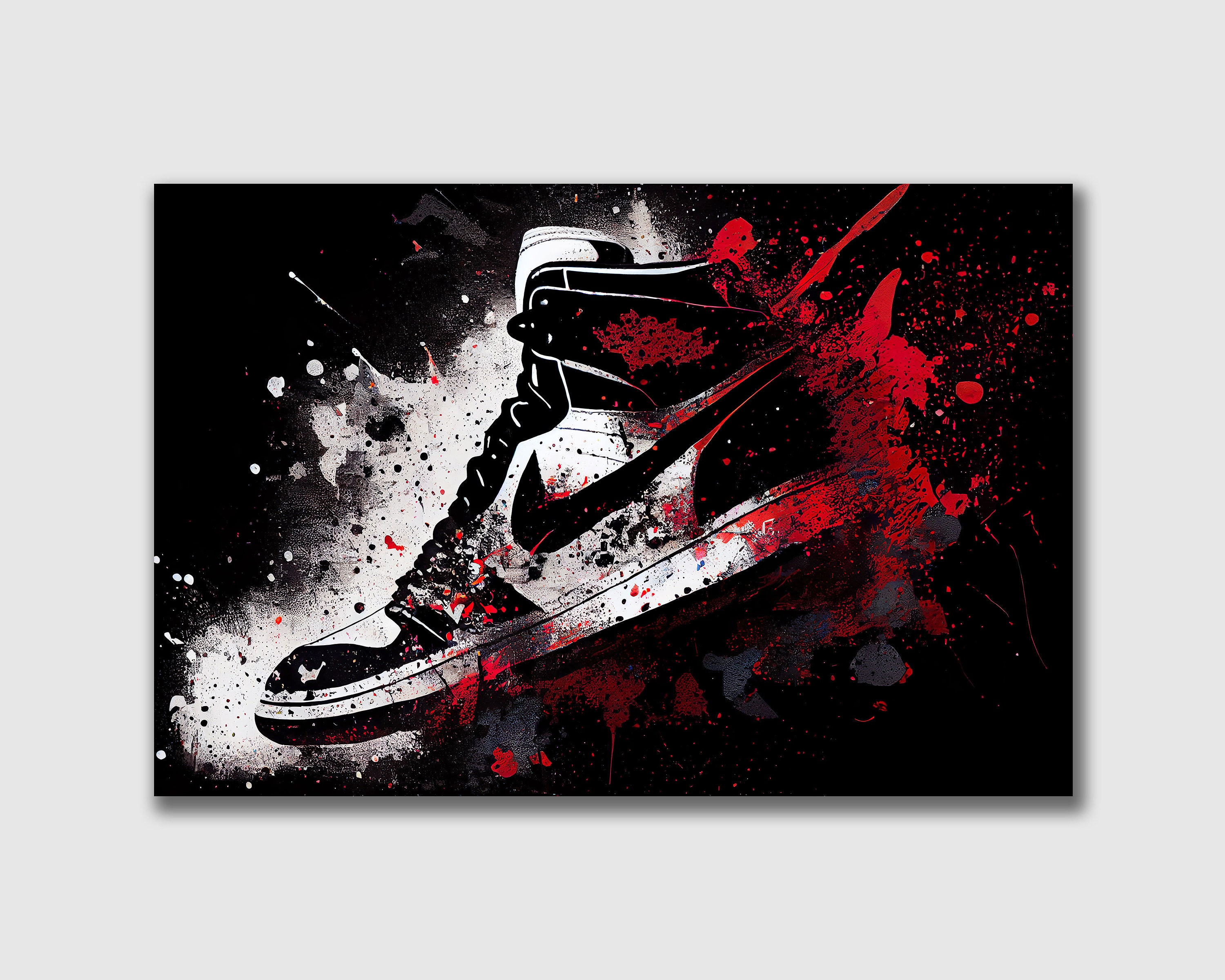 Graffiti Style Nike Air Jordan Canvas Art Modern Graffiti Colour Splash
