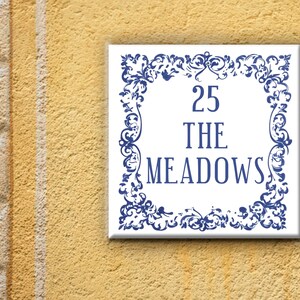 Mediterranean House Number Tile,