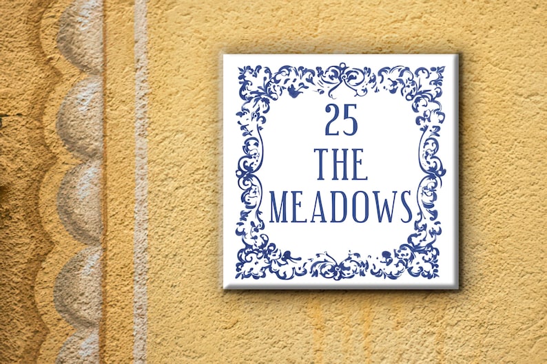 Mediterranean House Number Tile,