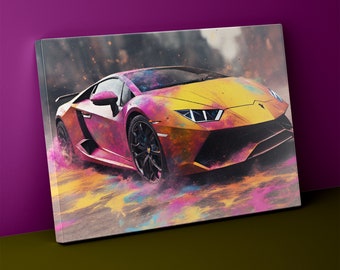 Lamborghini Canvas Wall Art, Exotic Car Print, Car Enthusiast Gift, Iconic Car Posters for Men & Boys