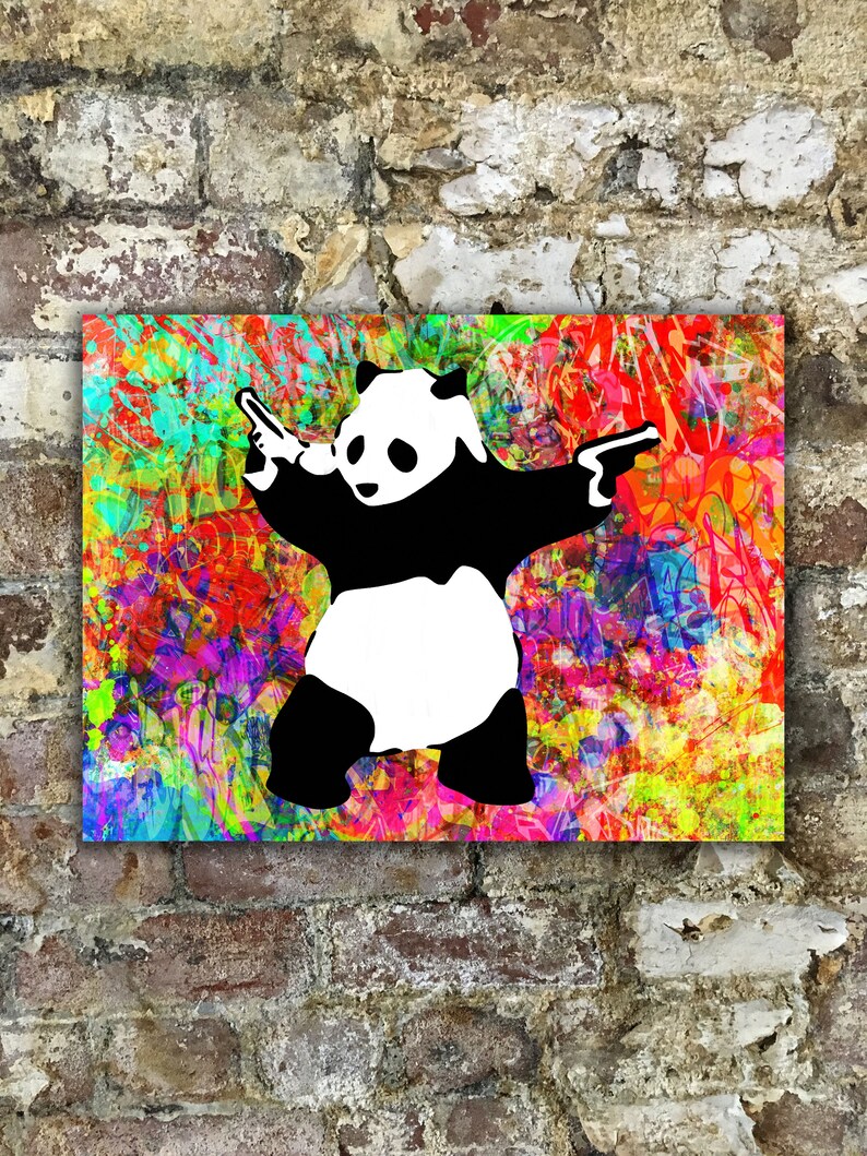 Banksy Panda With Guns Canvas Art – Handmade Graffiti Wall Decor - Etsy UK