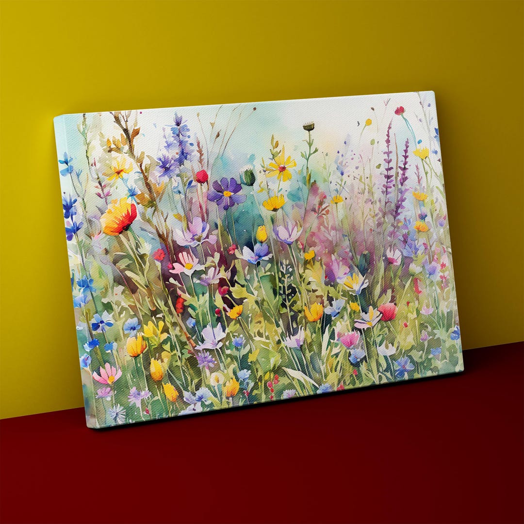 Wildflower Meadow Canvas Art Print: Watercolour Floral Wall Decor - Etsy UK