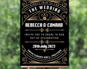 Gatsby Style Wedding Signs - Personalised Welcome and Table Plan Canvas Prints