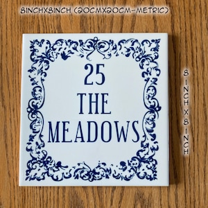 8inch x 8inch Mediterranean House Number Tile, Personalised Spanish Signs