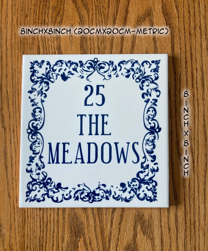 8inch x 8inch Mediterranean House Number Tile, Personalised Spanish Signs
