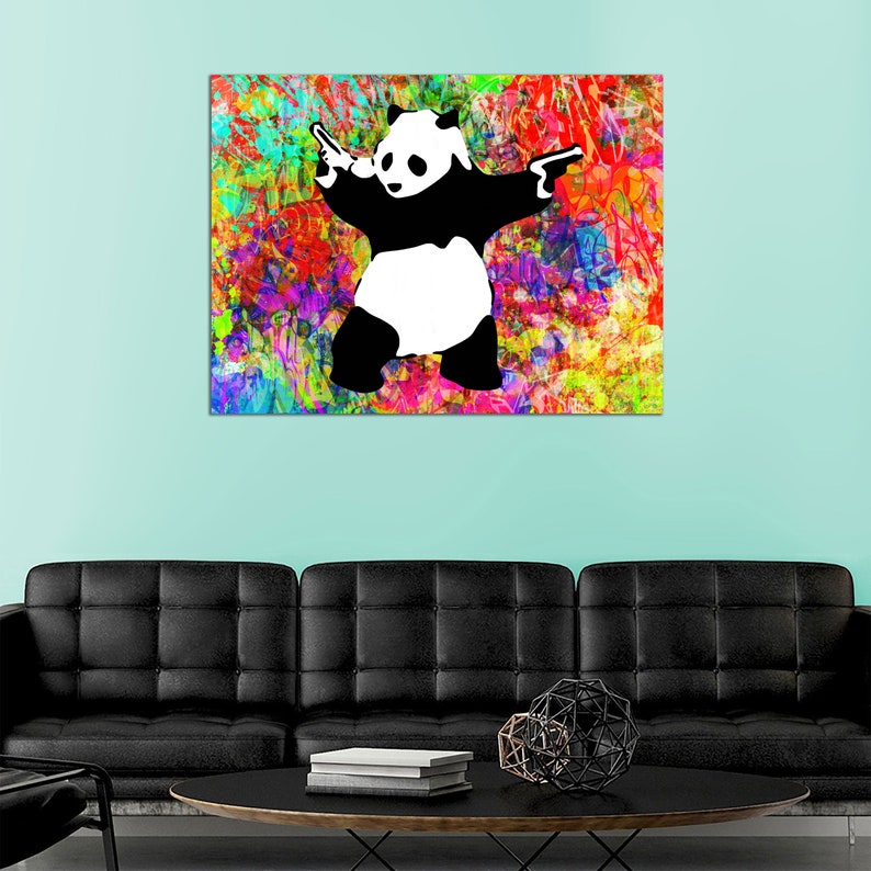 Banksy Panda With Guns Canvas Art – Handmade Graffiti Wall Decor - Etsy UK