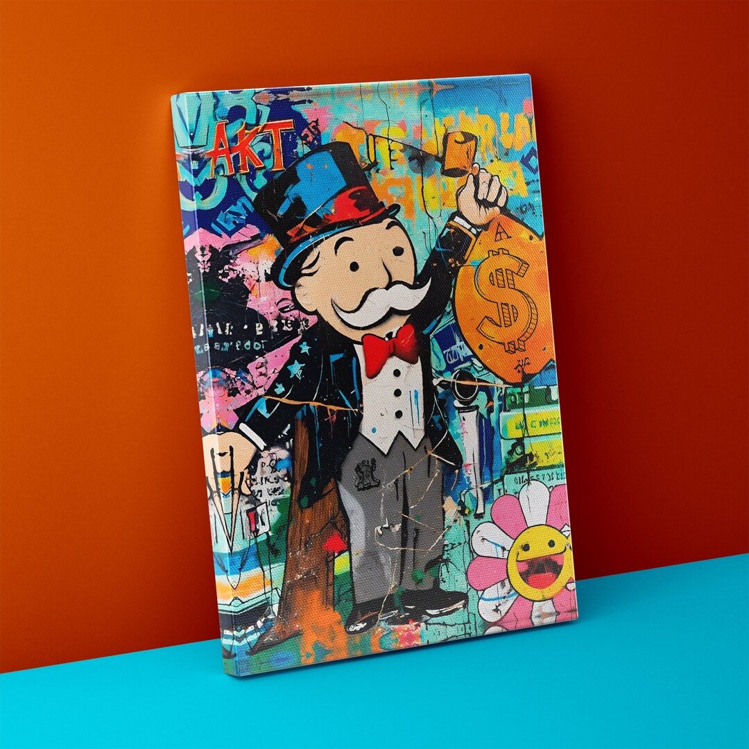 Banksy Monopoly Man Abstract Canvas Art Print - Etsy