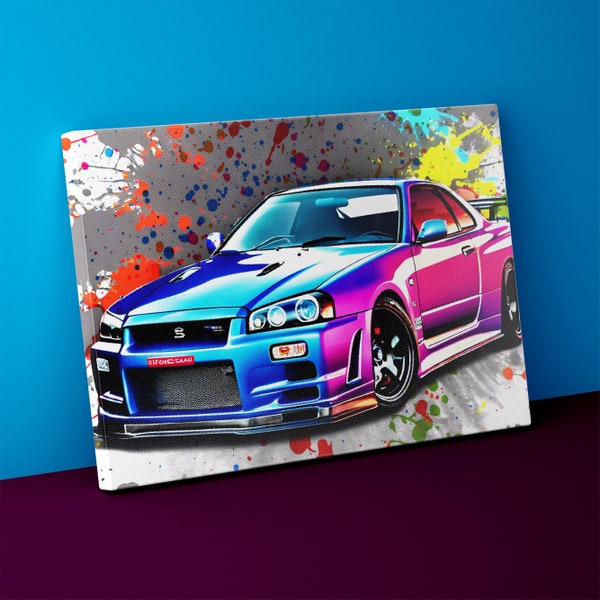 Nissan Skyline GTR Artwork - Supercar Canvas Print, Perfect Gift for Automotive Enthusiasts