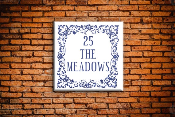 Mediterranean House Number Tile: Personalized Spanish Villa Sign