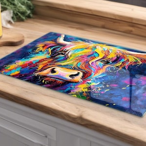 Highland Cow Glass Chopping Board,