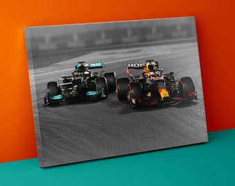 Lewis Hamilton vs Max Verstappen Abu Dhabi Grand Prix Canvas Art Print