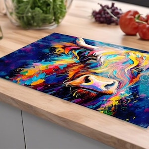 Highland Coo chopping board Worktop Saver