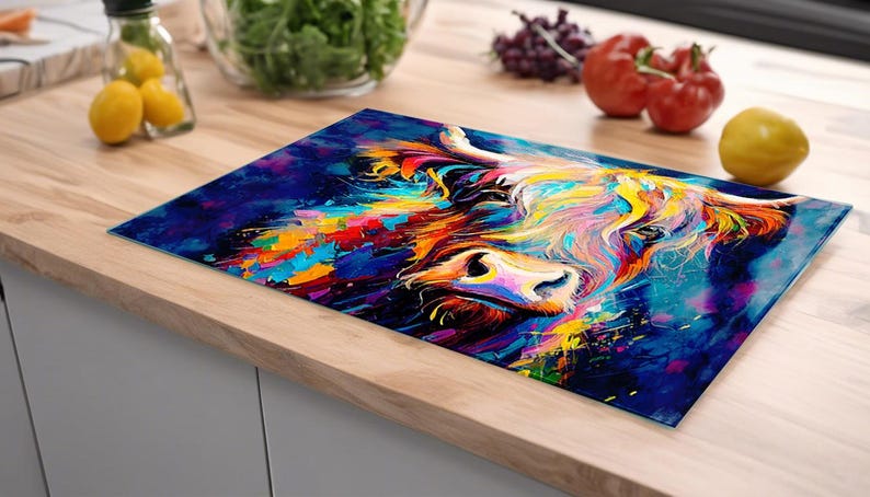 Highland Coo chopping board Worktop Saver