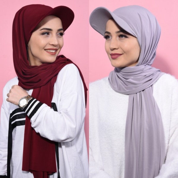 Muslimische Frauen Jersey Hijabs mit Base Ball Cap Sommer Sporthut mit Jersey Schal bereit, Jersey Sport Instant HIjab tragen