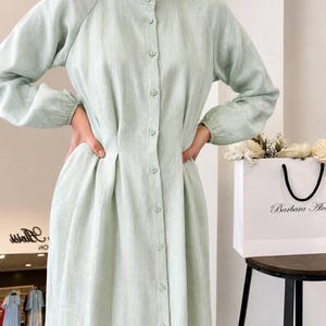 Linen Maxi Dress Women – Modest Summer Dress – Minimalist Linen Dress – Loose Flowy Dress – Elegant Beige Maxi Jurk