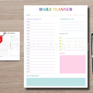 ADHD Digital Daily Planner| Daily To Do List| Printable planner| Hourly Planner| Work Day Schedule| Personal Daily Planner| Instant Download
