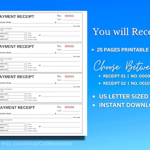 Printable Rent/Cash Payment Receipt Template - Digital Download. Rent Receipt. Receipt Template. Payment Receipt. Sales Receipt.