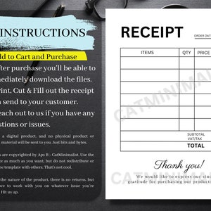 Business Receipts Digital Download | Receipts for Small Businesses | Order Form | Small Business Invoice | Order Receipt