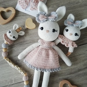 Personalized Newborn Baby Toys, Crochet Rabbit Amigurumi, Newborn Gifts, Handmade Baby Toys