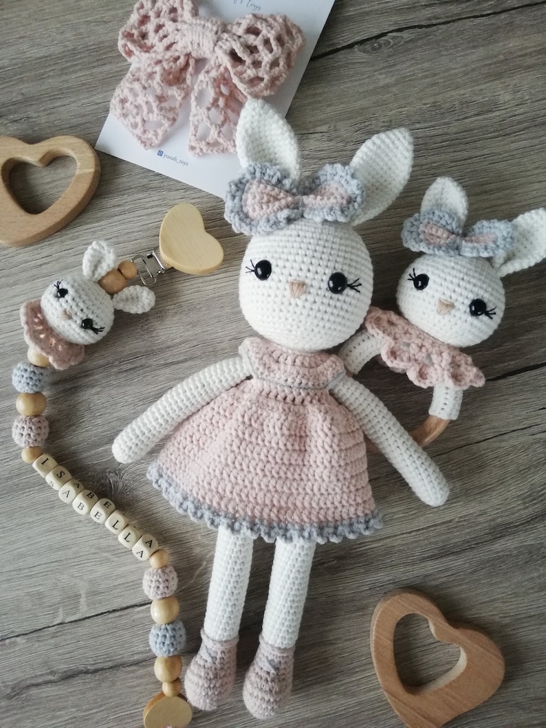 Personalized Newborn Baby Toys, Crochet Rabbit Amigurumi, Newborn Gifts ...