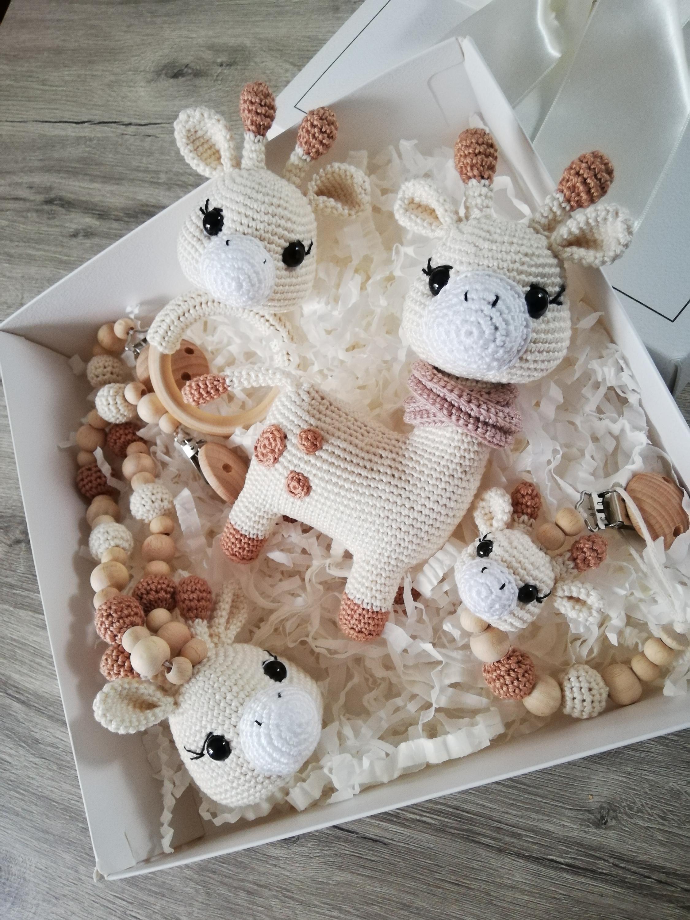Giraffe Rattle Set Amigurumi Giraffe, Crochet Giraffe Set, Baby Sleeping Companion ...