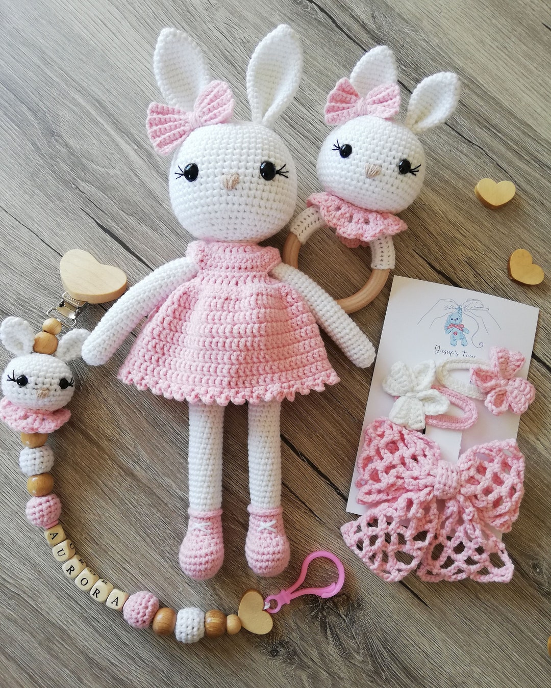 Crochet Baby Rattle and Pacifier Holder Set, Custom Baby Pacifier Clip ...